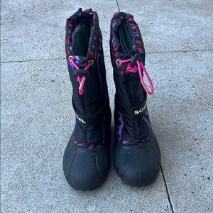 Sorel Kids Black and Pink Winter Boots